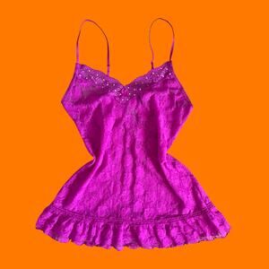 00's vintage purple lace babydoll y2k fairy slip dress LARGE